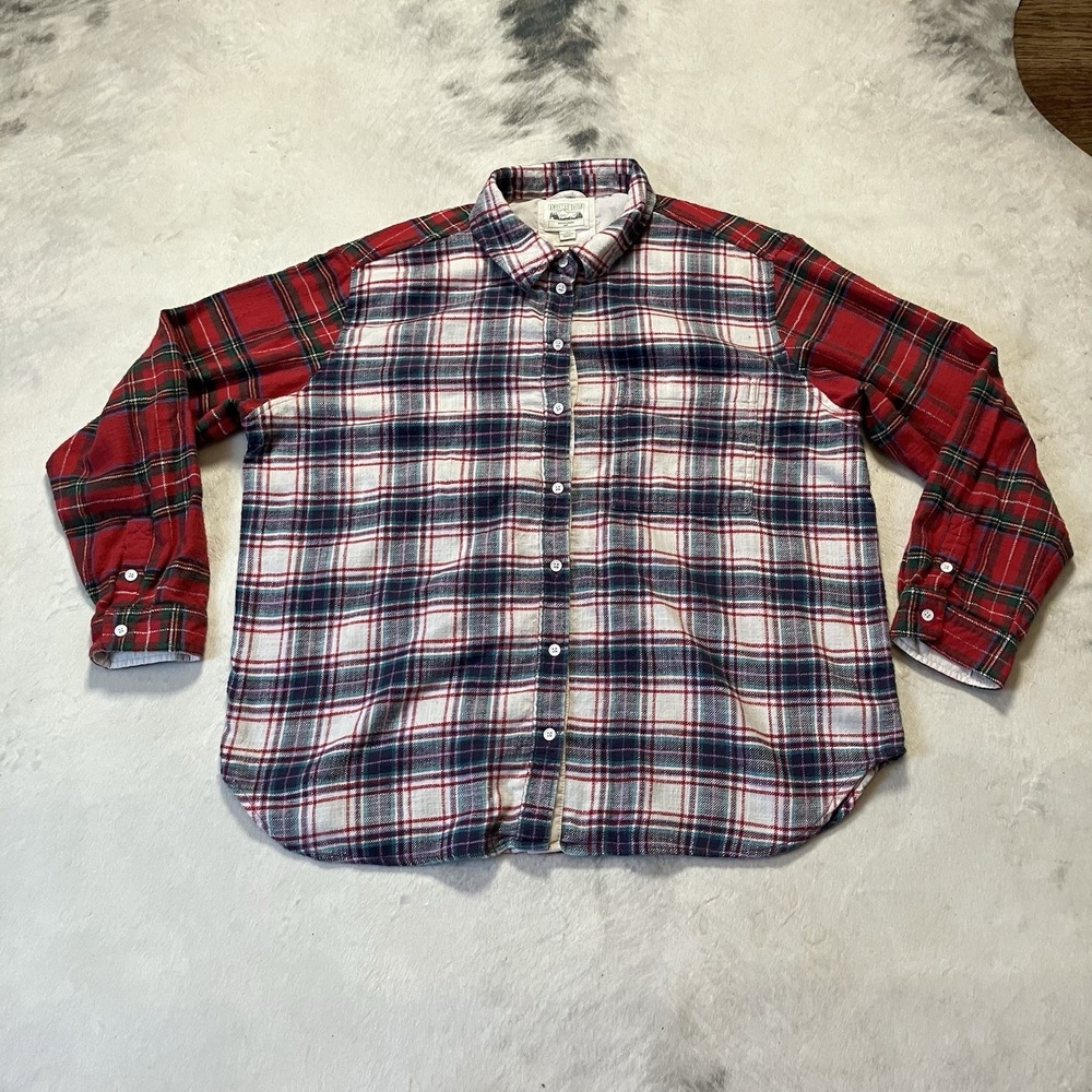 American Eagle Shirt Mens  Sz Large Soft Patchwork‎ Flannel Button Up 90s Y2k